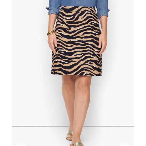 Talbots NWT canvas a line skirt size 14p 14 petite textured zebra print side zip - Picture 1 of 11